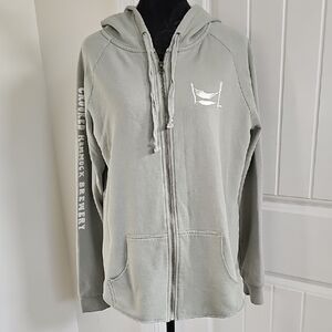 Crooked Hammock Brewery Sage Green Zip Up Hoodie, Womens Size Medium